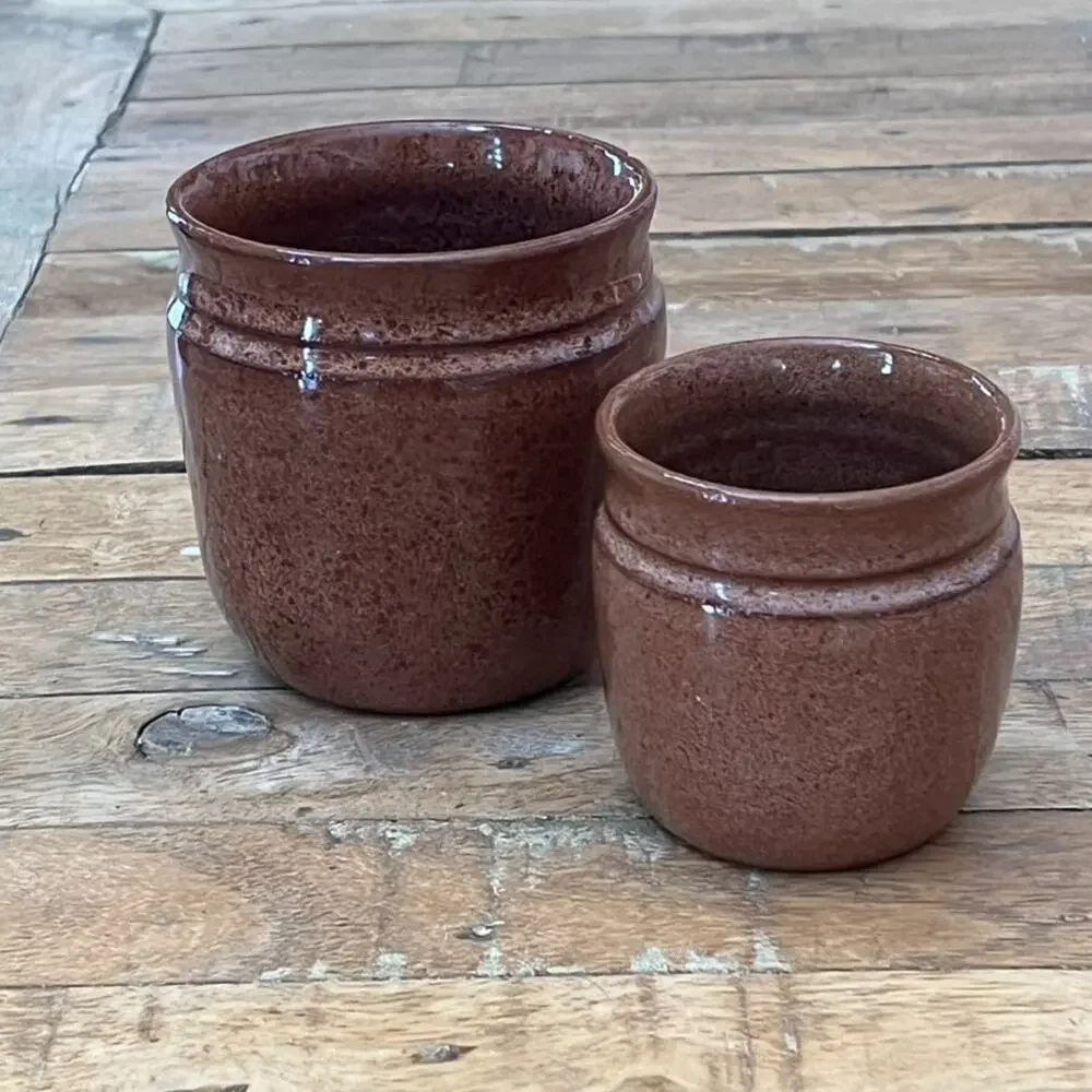 Vintage Stoneware Jars Set of 2 3.5